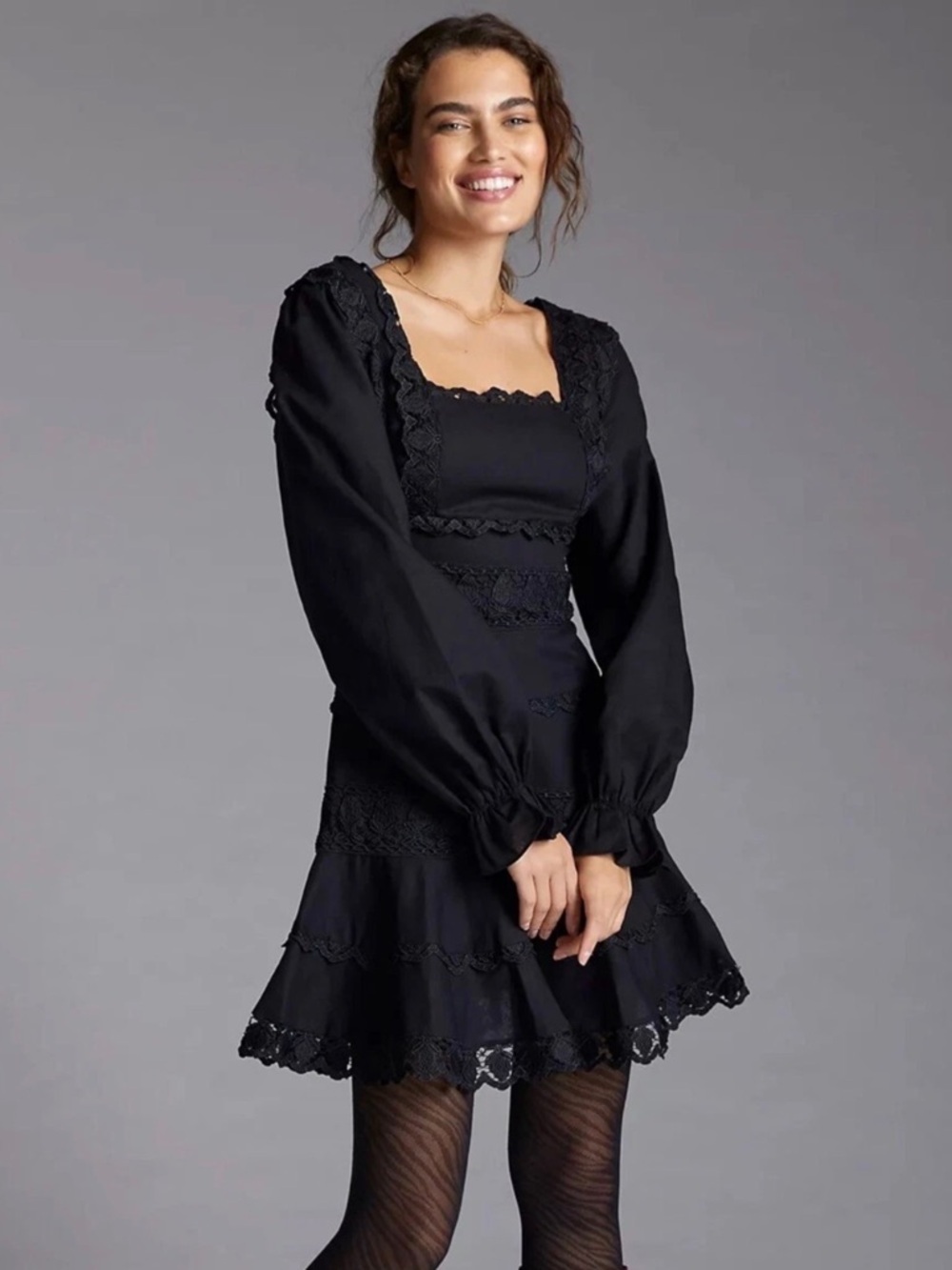 Anthropologie Endless Rose Embroidered Lace Mini Dress